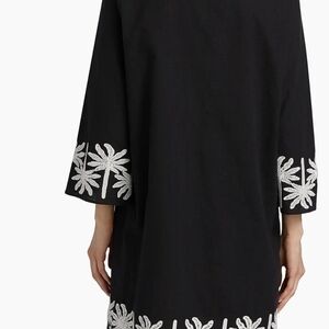 Johnny Was Black Tunic with White Embroidery